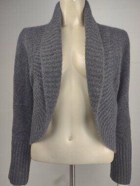 Marina Luna gray 100% Cashmere thick open front cardigan sweater ladies Medium